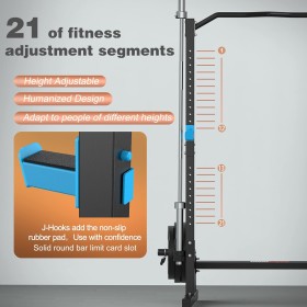 Rack per manubri e squat regolabile tutto in uno - 21 posizioni, barra robusta a presa multipla e rack di stoccaggio integrato