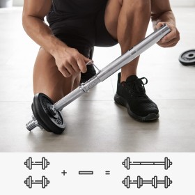 Kit Haltères Musculation 20kg avec Barre d’Extension - Poids Ajustable, Antiglisse et Durable