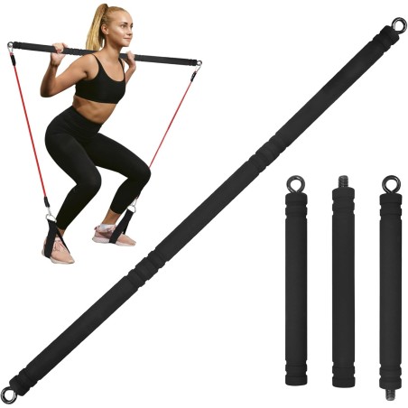 Barre de Musculation pour Élastiques et Pilates, Compatible avec Bandes de Résistance