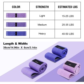 Bande Élastique Fitness en Tissu - 3 Niveaux de Force, Polyvalente Yoga/Pilates/Squats