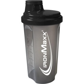 Shaker à Protéines Noir 700ml - Avec Bouchon Rotatif, Passoire & Échelle de Mesure, Anti-Fuite, Sans BPA et DEHP