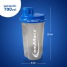 Shaker à Protéines Bleu/Gris 700ml - Bouchon Rotatif, Passoire, Échelle de Mesure, Anti-Fuite, Sans BPA et DEHP