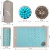 Kit d'Acupression XL - Tapis, Coussin, Boule de Massage Musculaire et Relaxation - gris-turquoise