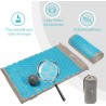 Kit d'Acupression XL - Tapis, Coussin, Boule de Massage Musculaire et Relaxation - gris-turquoise