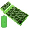 Kit d'Acupression XL - Tapis, Coussin, Boule de Massage Musculaire et Relaxation - Vert-Noir