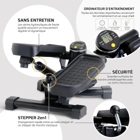 Step mit Kalorienanzeige - kompakt, leise, mit Trainingscomputer, rutschfeste Oberflächen, bis 100 kg