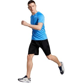 Ensemble de Compression Fitness Homme 5 Pièces - Haut, Chemise, Leggings, Short pour Entraînement et Course Cendre, Bleu