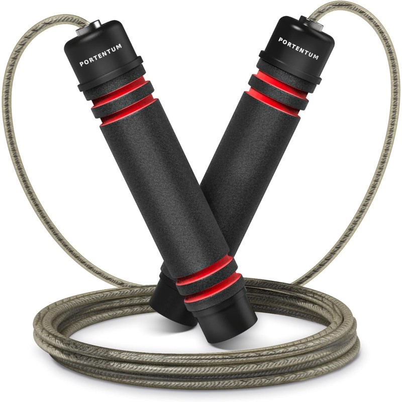 Corde à Sauter - Réglable pour Enfants et Adultes, Antidérapante, Câble en Acier pour Fitness, Crossfit, Boxe (2.8M)