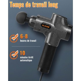 Pistolet de Massage Musculaire, 6 Têtes, 30 Vitesses Réglables, Silencieux et Batterie Rechargeable