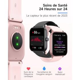 Montre Connectée Waterproof Rose avec Alexa Intégrée, Écran HD 1,8", Compatibilité Android/iOS