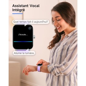 Montre Connectée Waterproof Violette avec Alexa Intégrée, Écran HD 1,8", Compatibilité Android/iOS