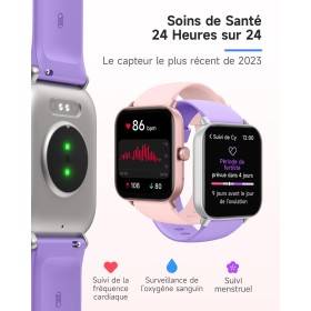 Montre Connectée Waterproof Violette avec Alexa Intégrée, Écran HD 1,8", Compatibilité Android/iOS