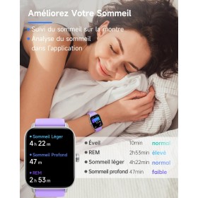 Montre Connectée Waterproof Violette avec Alexa Intégrée, Écran HD 1,8", Compatibilité Android/iOS