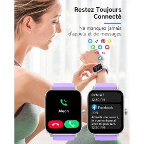 Montre Connectée Waterproof Violette avec Alexa Intégrée, Écran HD 1,8", Compatibilité Android/iOS