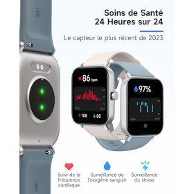 Montre Connectée Waterproof Bleue avec Alexa Intégrée, Compatibilité Android/iOS