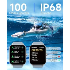 Montre Connectée Waterproof Bleue avec Alexa Intégrée, Compatibilité Android/iOS