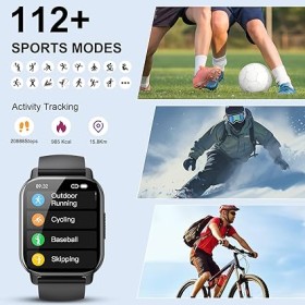 Montre Connectée Waterproof Noire, Écran HD 1,85", Suivi de Santé, 100 Modes Sportifs