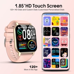 Montre Connectée Waterproof Rose, Écran HD 1,85", Suivi de Santé, 100 Modes Sportifs