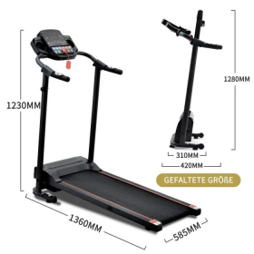 Tapis de Course Pliable 12km/h, 12 Programmes, LED, USB