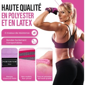 Elastique musculation antidérapant de lot de 3 bandes