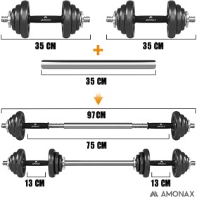 Haltère de Musculation 20 kg - Ensemble Réglable avec Poids, Barres et Accessoires