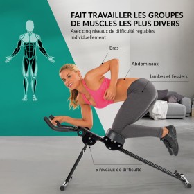 Appareil Abdominal Pliable avec Ordinateur - 5 Niveaux de Difficulté, Polyvalent et Compact