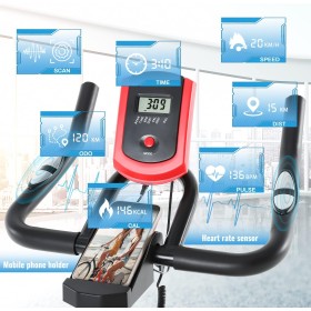 Opvouwbare hometrainer - 5 weerstandsniveaus, vliegwiel, LCD-scherm, comfortabel, hartslagmonitor