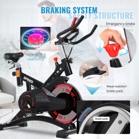 Folding Exercise Bike - 5 Levels of Resistance, Flywheel, LCD Display, Comfortable, Heart Rate Monitor