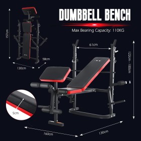 Banc de Musculation Multifonction - Réglable, Support d'Haltères, Bras et Jambes, Confort et Durabilité