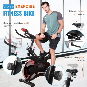 Folding Exercise Bike - 5 Levels of Resistance, Flywheel, LCD Display, Comfortable, Heart Rate Monitor