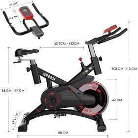 Cyclette pieghevole - 5 livelli di resistenza, volano, schermo LCD, confortevole, cardiofrequenzimetro