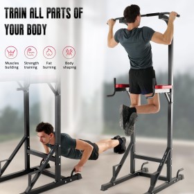 Tour de Musculation Multifonctionnelle - Barre de Traction, Dip Station, Stable et Confortable