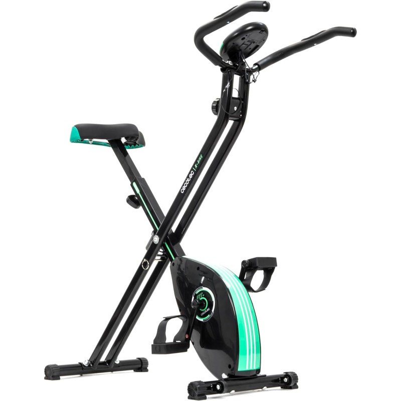 Bicicleta estática plegable - 8 niveles de resistencia, pantalla LCD multifunción, comodidad con respaldo